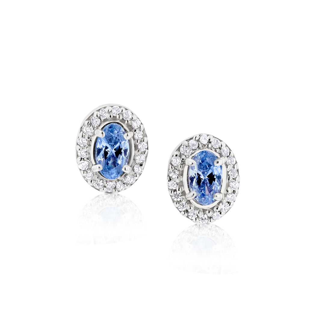 Euterpe Light Sapphire Sterling Silver Earrings - Ema Jewels