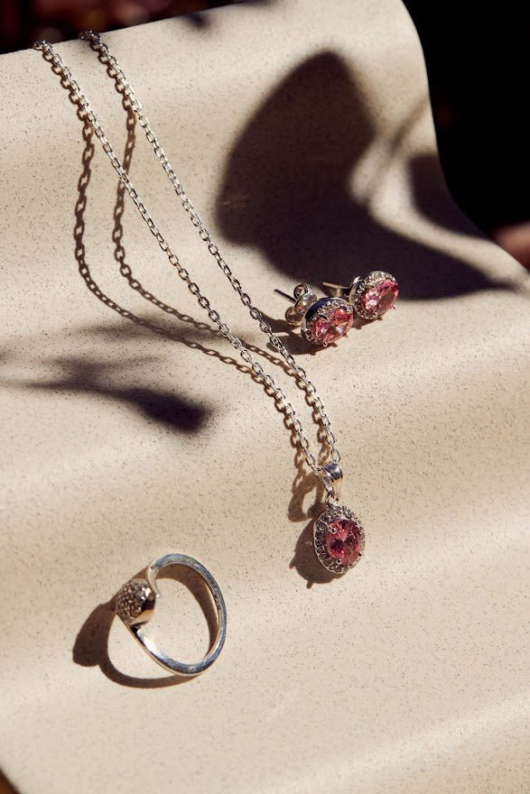 Euterpe Rosalie Necklace & Bia Rosalie Sterling Silver Earring SET - Ema Jewels