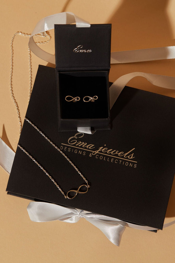 Forever Infinity Necklace and Lachesis Infinity Sterling Silver Earrings SET - Ema Jewels