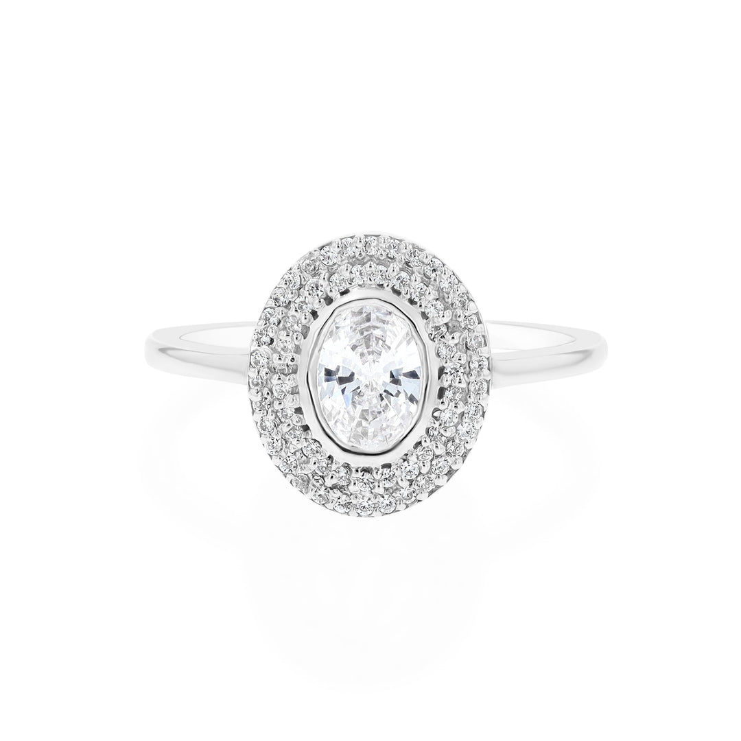 Hebe Crystal Sterling Silver Ring - Ema Jewels