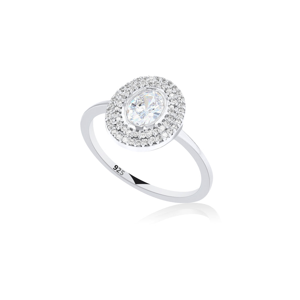 Hebe Crystal Sterling Silver Ring - Ema Jewels