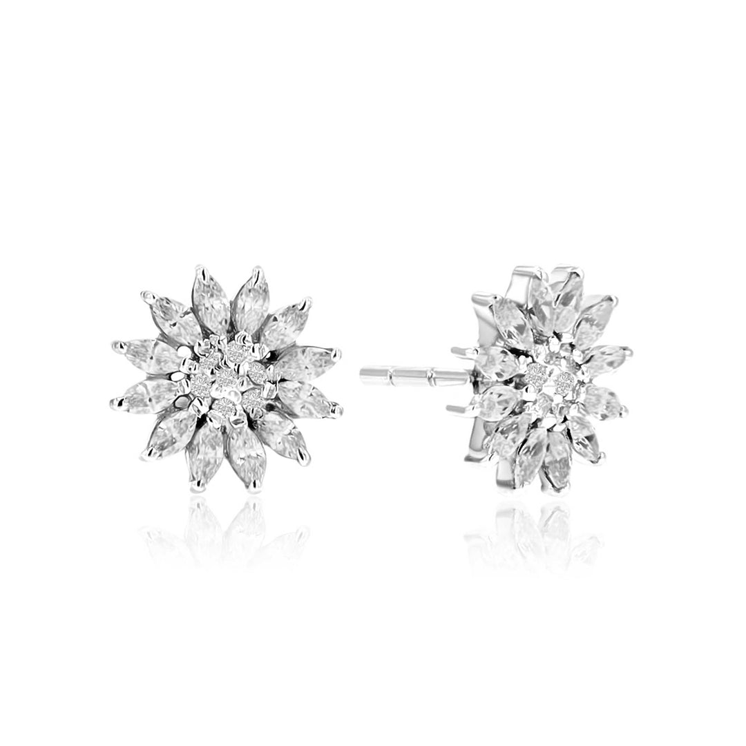 Helianthus Crystal Sterling Silver Earrings - Ema Jewels