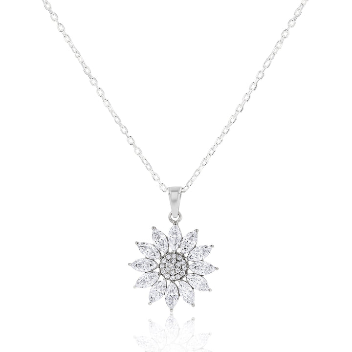 Helianthus Crystal Sterling Silver Necklace & Earring SET - Ema Jewels