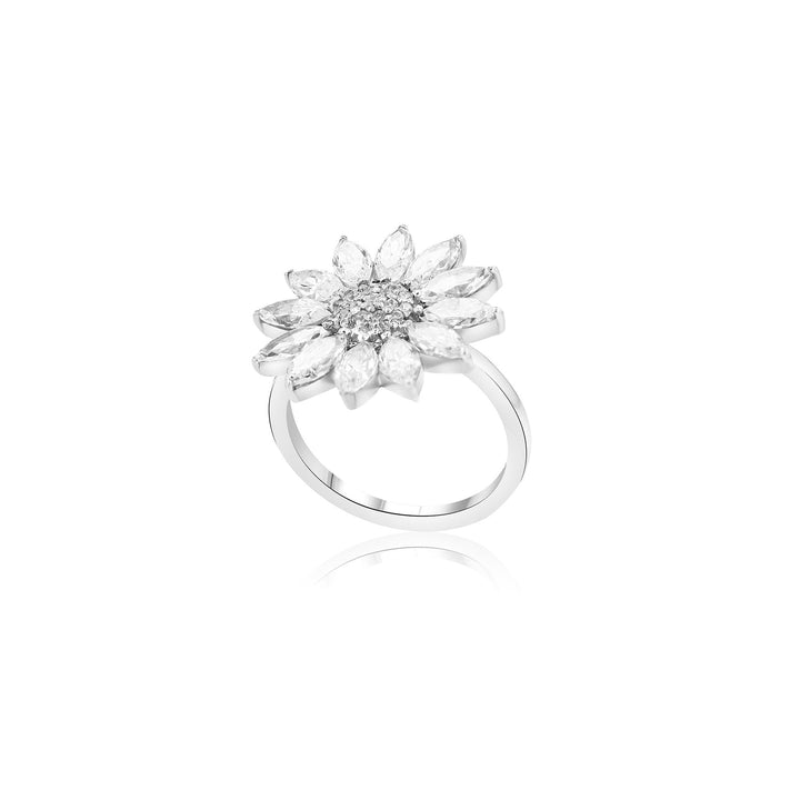 Helianthus Crystal Sterling Silver Ring - Ema Jewels