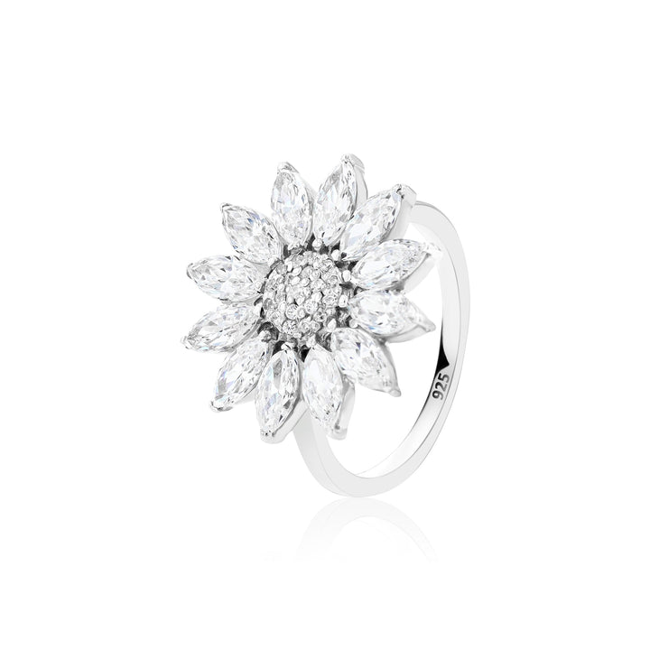 Helianthus Crystal Sterling Silver Ring - Ema Jewels
