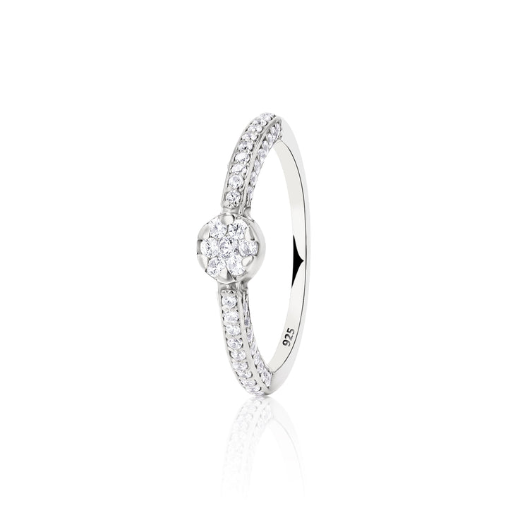 Hestia Crystal Sterling Silver Ring - Ema Jewels