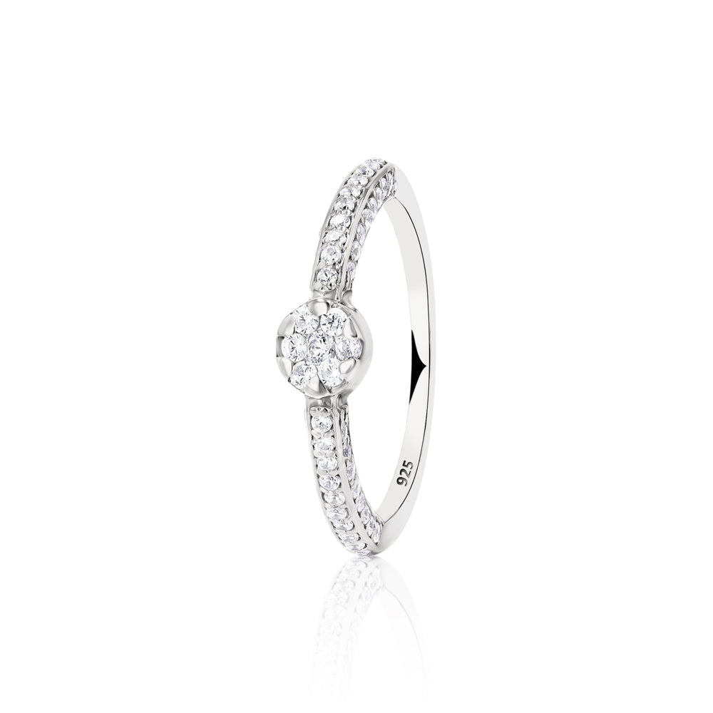 Hestia Crystal Sterling Silver Ring - Ema Jewels