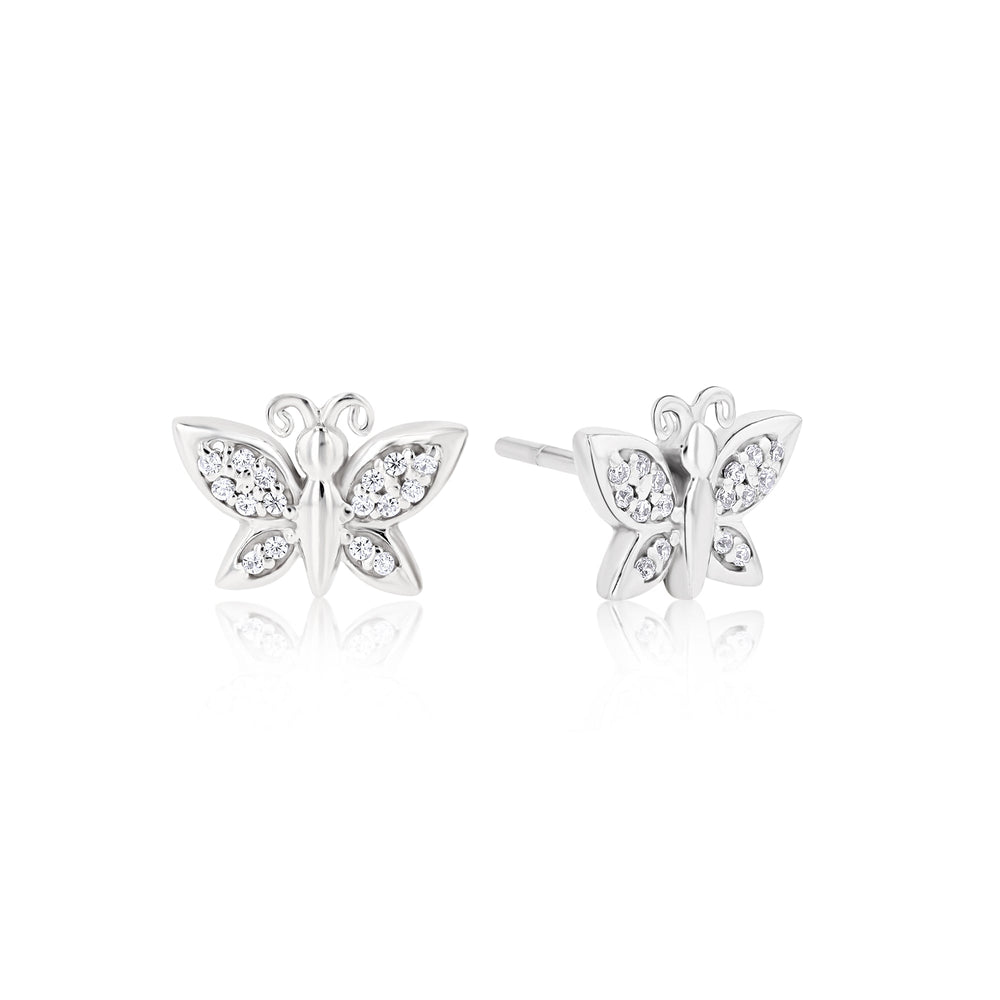 Keres Butterfly Crystal Sterling Silver Earrings - Ema Jewels