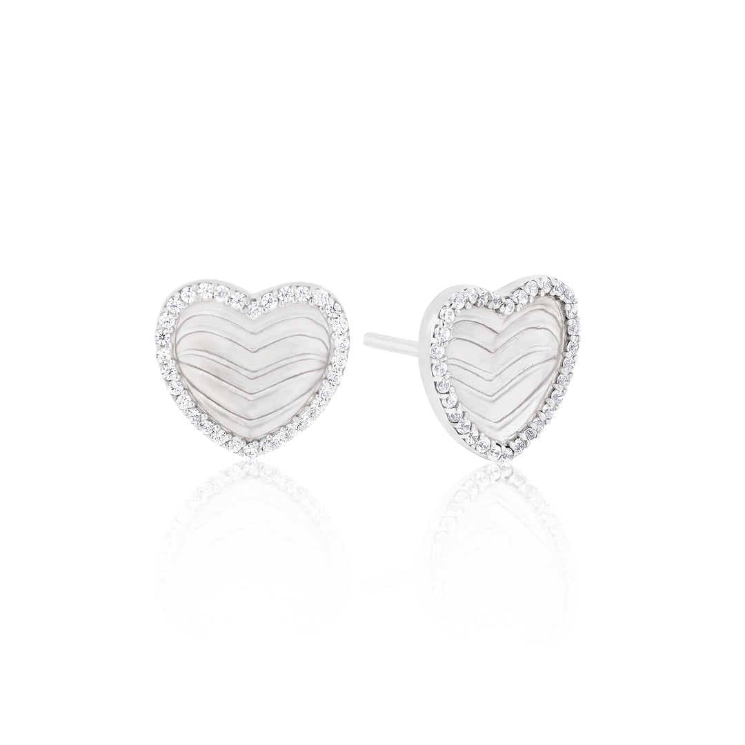 Madison Heart Necklace and Achelois Sterling Silver Earrings SET - Ema Jewels