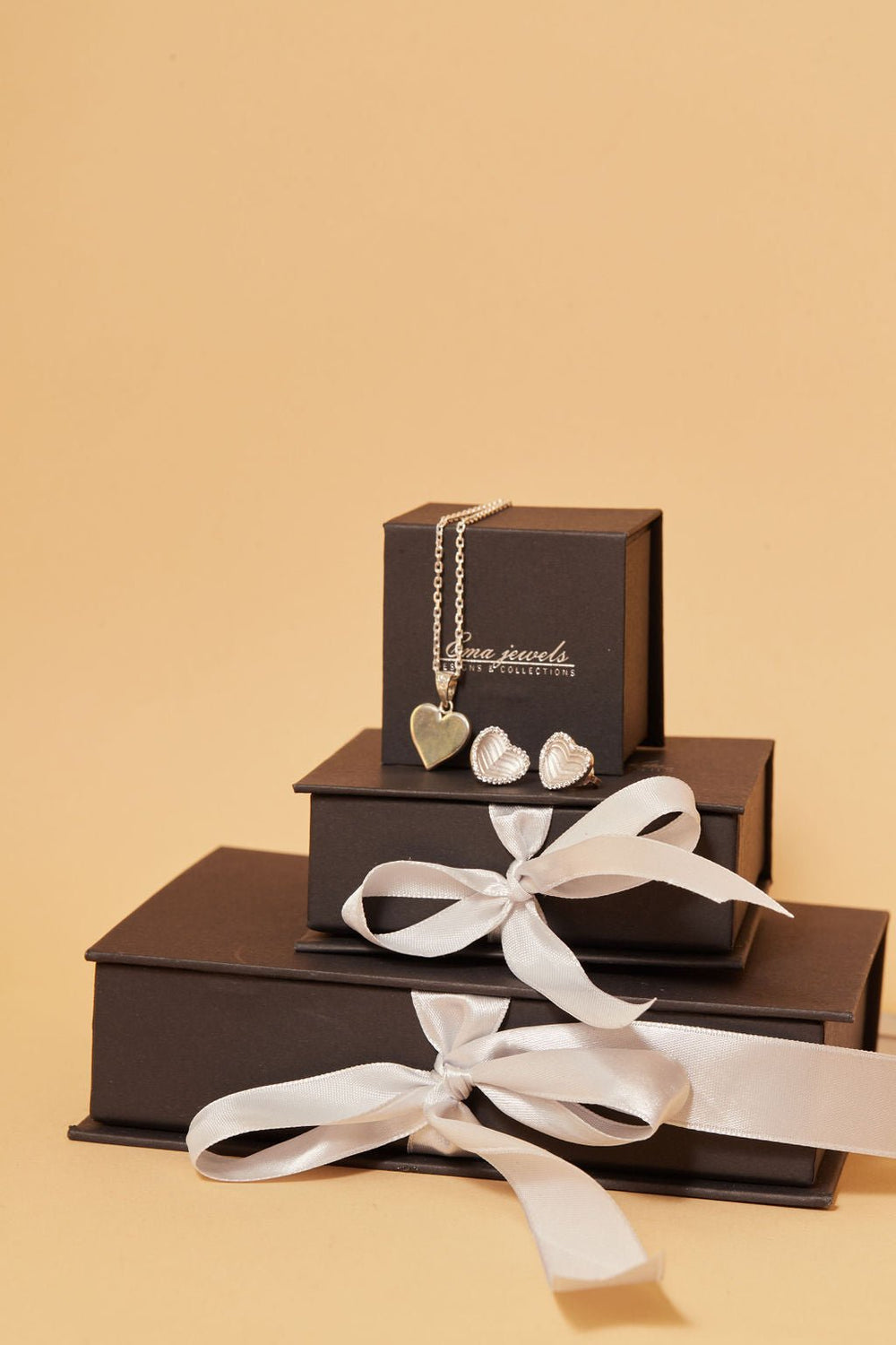 Madison Heart Necklace and Achelois Sterling Silver Earrings SET - Ema Jewels