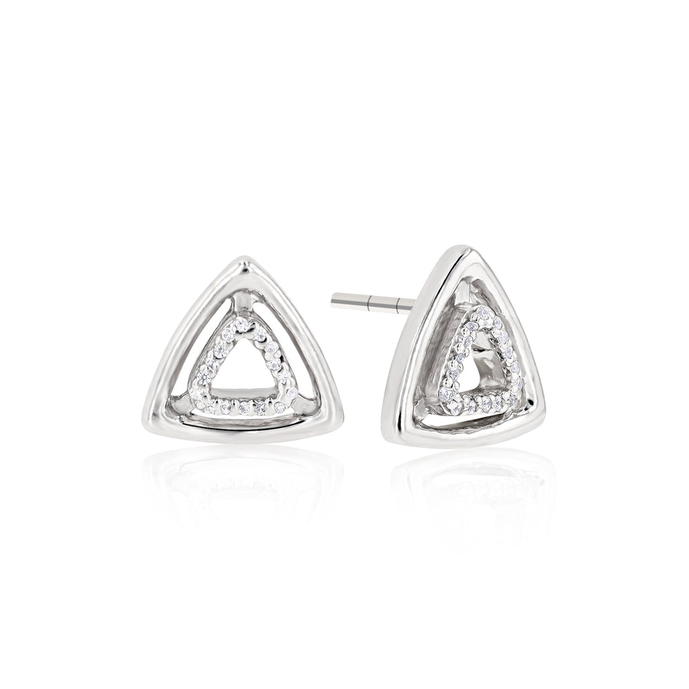 Maya Triangular Shaped Crystal Sterling Silver Earrings - Ema Jewels