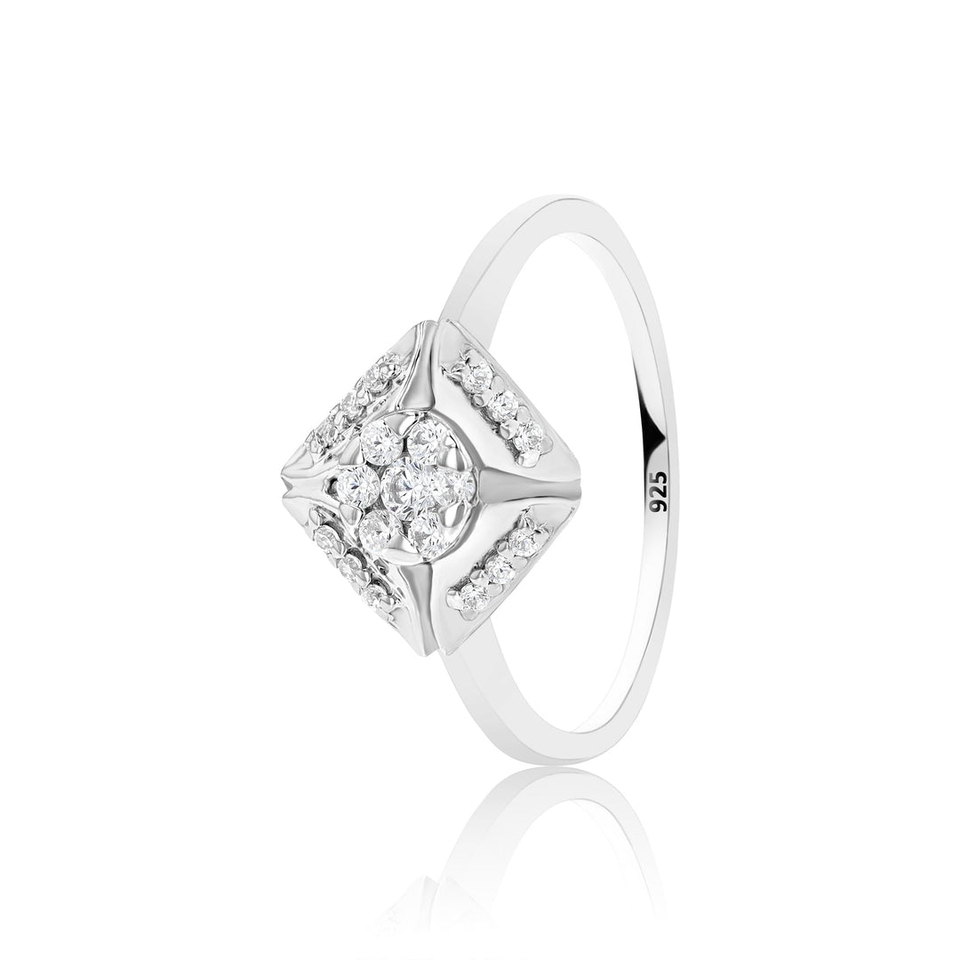 Melia Crystal Sterling Silver Ring - Ema Jewels