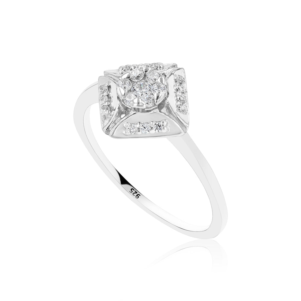 Melia Crystal Sterling Silver Ring - Ema Jewels
