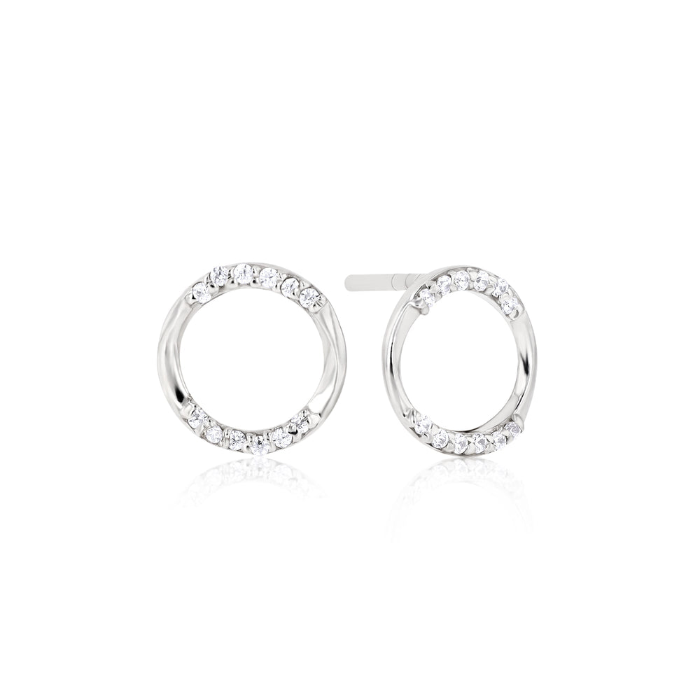 Metis Circle Crystal Sterling Silver Earrings - Ema Jewels