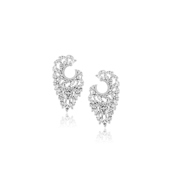 Pegasus Winged Crystal Sterling Silver Earrings. - Ema Jewels