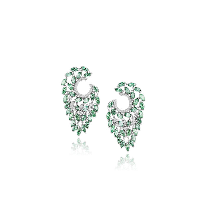 Pegasus Winged Emerald Sterling Silver Earrings. - Ema Jewels