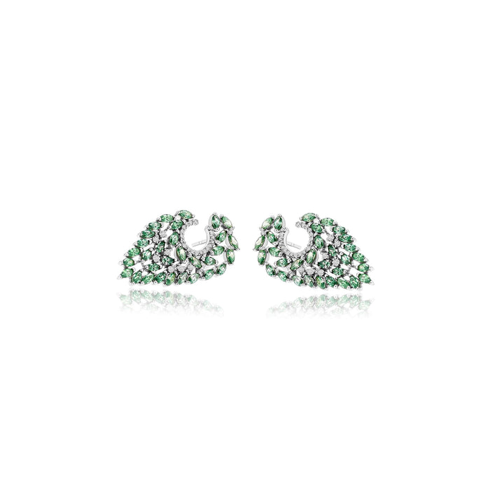 Pegasus Winged Emerald Sterling Silver Earrings. - Ema Jewels
