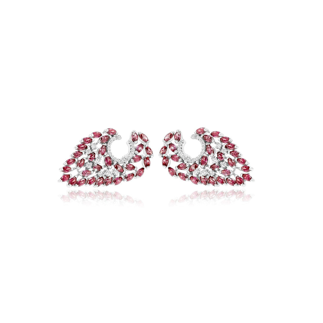 Pegasus Winged Fuchsia Studded Silver Earrings - Ema Jewels