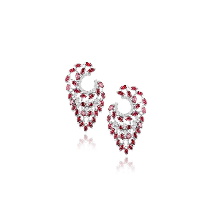 Pegasus Winged Fuchsia Studded Silver Earrings - Ema Jewels