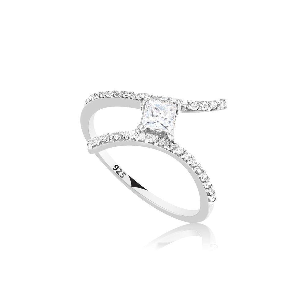 Phoebe Crystal Sterling Silver Ring - Ema Jewels
