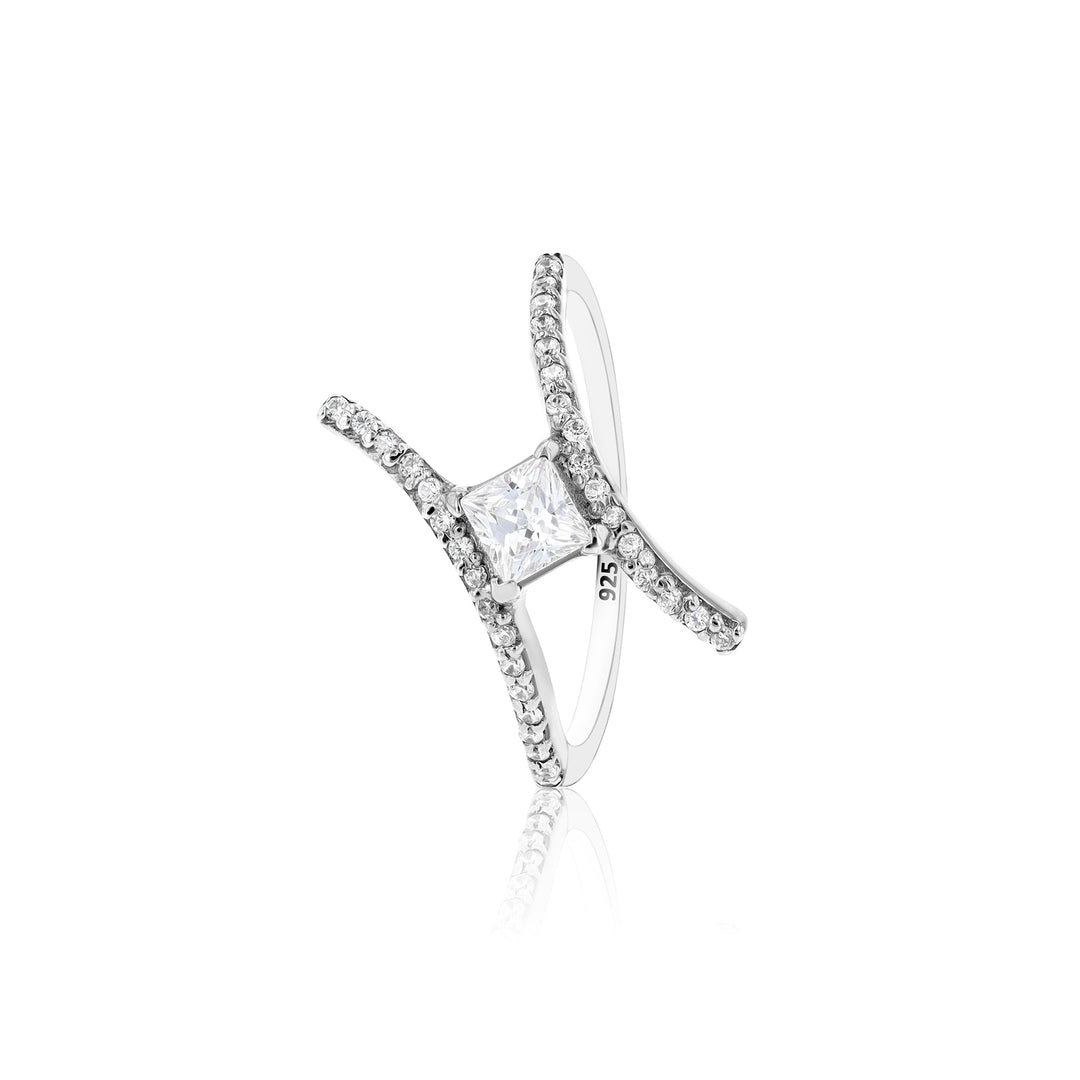 Phoebe Crystal Sterling Silver Ring - Ema Jewels