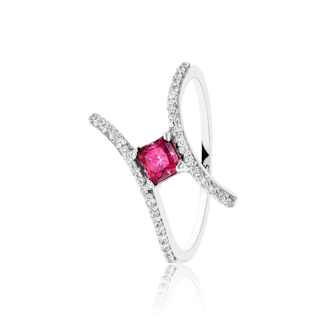 Phoebe Fuchsia Sterling Silver Ring - Ema Jewels