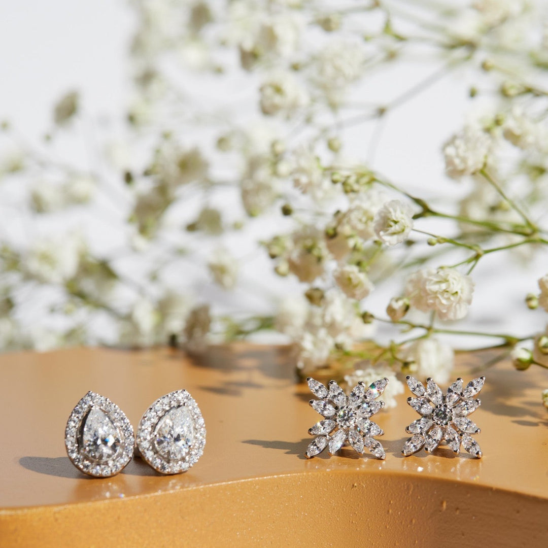 Rhea Crystal Sterling Silver Earrings - Ema Jewels