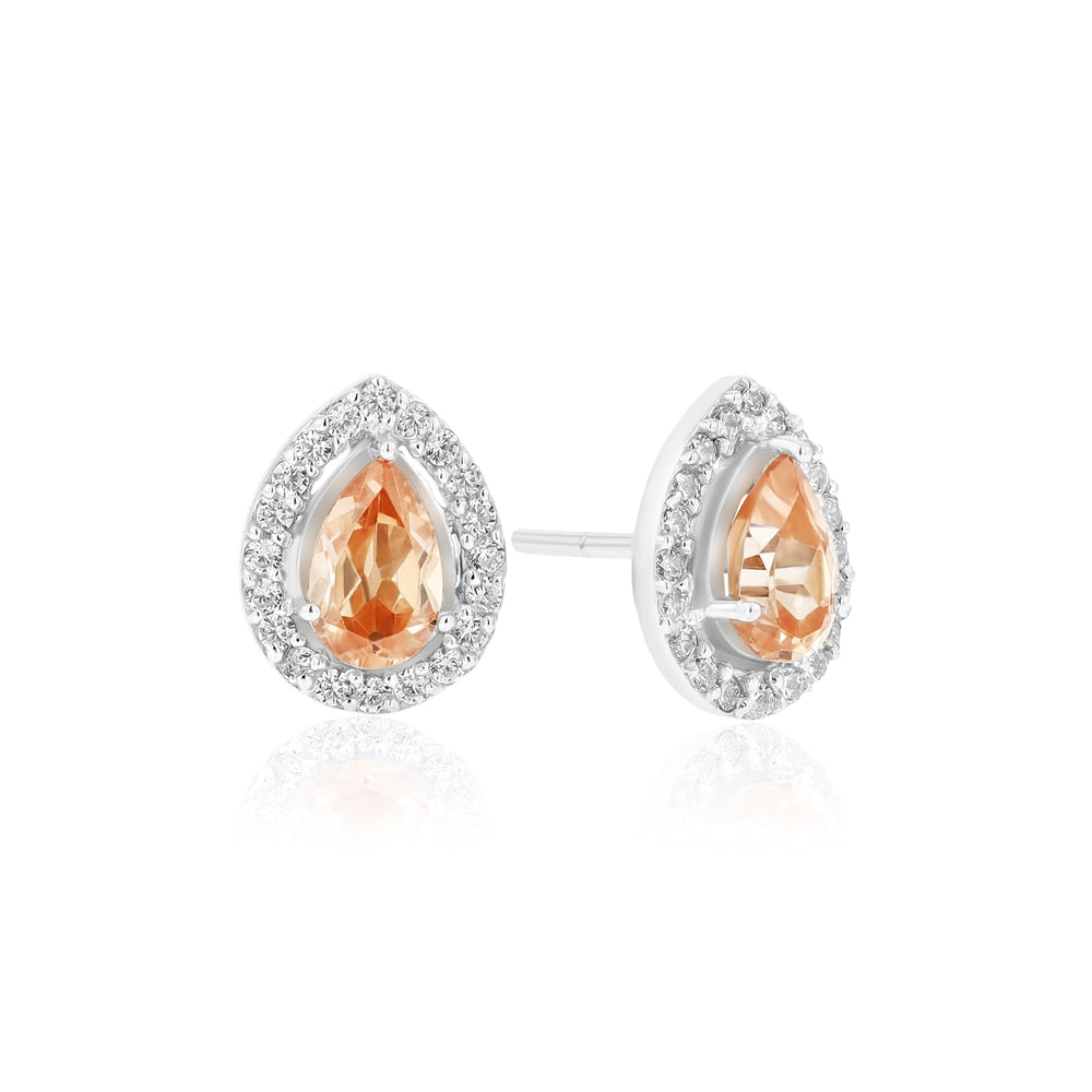 Rhea Sunflower Crystal Sterling Silver Earrings - Ema Jewels