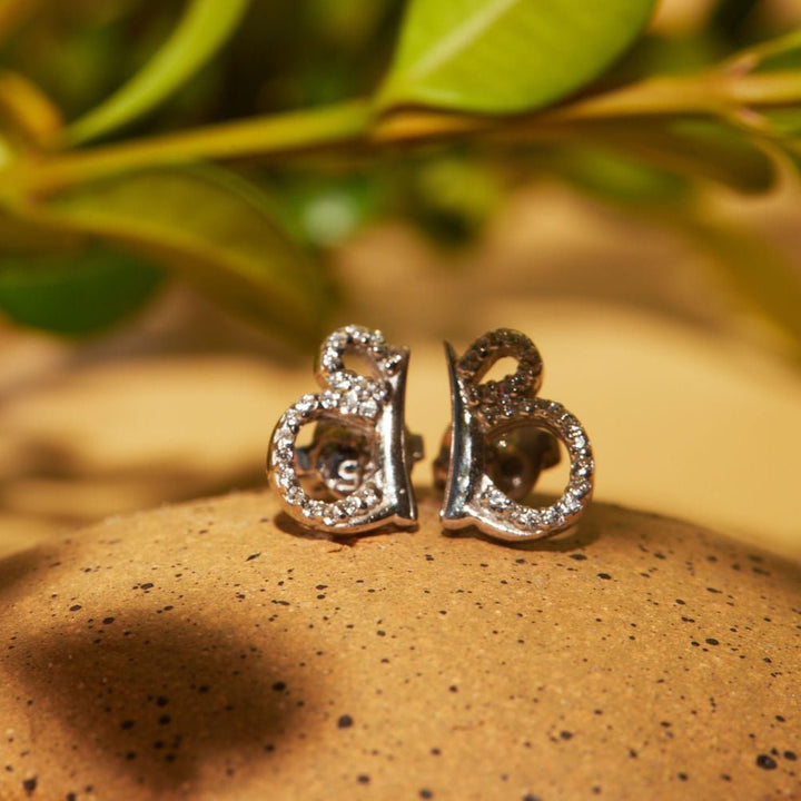 Thalia Crystal Silver Studded Earring Set - Ema Jewels